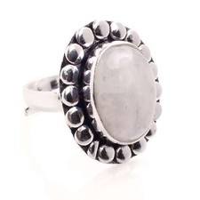 Rainbow Moonstone Gemstone Silver Plated Handmade Jewelry Adjustable Ring R-860