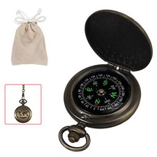 Portable Compass Brass Watch Pocket Outdoor Camping Hiking Navigation With Chain