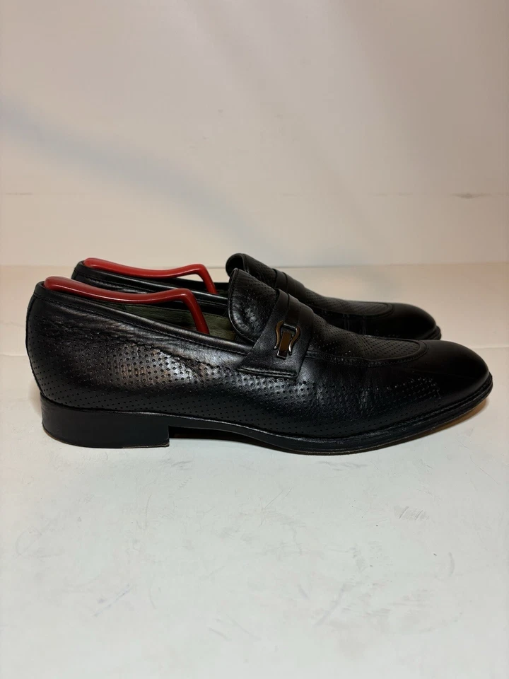 Vero Cuoio Lav. Mocasines sin cordones Artigiana para hombre con punta de almendra de cuero negro talla 42 Foto 3 de 4
