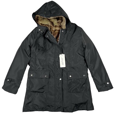 Jade & Juliet Women's Winter Jacket Fur Lined Lining removable Black Size Small