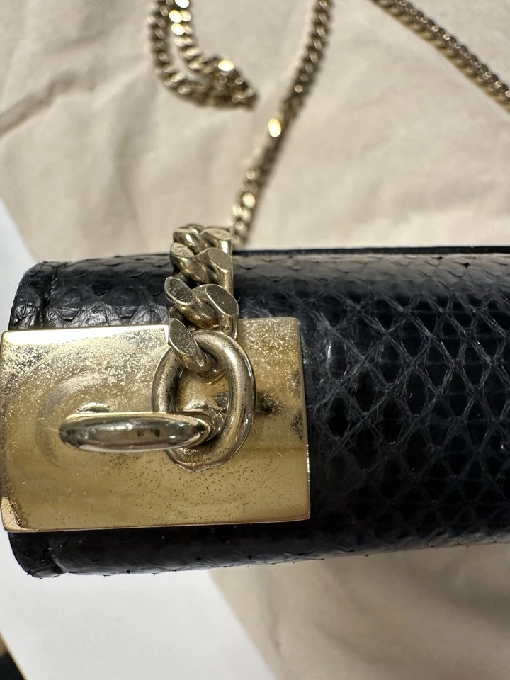Gucci Python Leather Cross Body Shoulder Bag Gold Chain Gold Hardware Vintage - Image 3 of 4