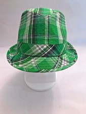 green plaid fedora hat