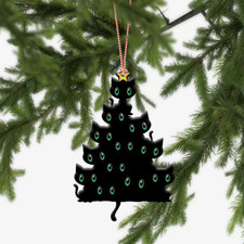 Black Cat Christmas Ornament, Black Cat Xmas Ornament, Black Cat Lovers Gift
