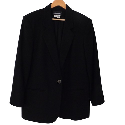 Sag Harbor Womens Blazer Black 100% Wool One Button Lined Size 16 Jacket