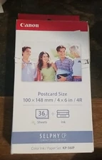NEW Genuine CANON SELPHY CP COLOR INK and Postcard Size PAPER SET KP-361P