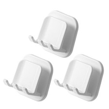 3pcs Wall-mounted Bathroom Toothbrush Holder Gargle Cup Storage Rack White PP