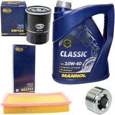 Motoröl Filter Set 10W40 5 Liter + Ölablassschraube für Fiat Panda Punto Kasten