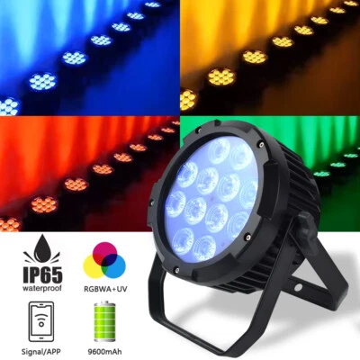 IP65 LED 12x18W RGBWA+UV Par Light DMX Battery Power Waterproof Outdoor Uplight - Bild 1 von 4