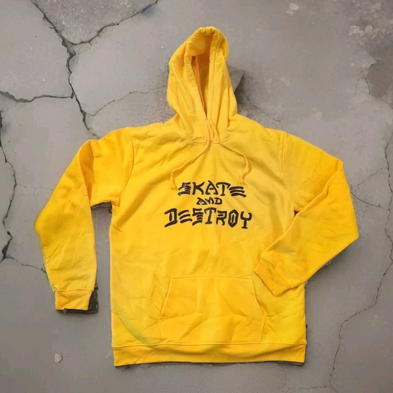 THRASHER SKATE AND DESTRUY SUDADERA CON CAPUCHA XL CORDÓN EXTRA GRANDE Amarillo Nuevo Raro