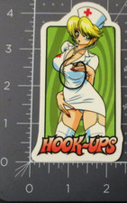 PEGATINA DE SKATE HOOK-UPS Enfermera Nikki SM monopatines cascos calcomanía vintage V