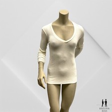 Reformation Womens Ribbed Texture V-Neck Long Sleeve Dress Tshirt Microtencel