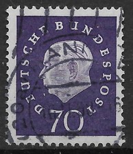 Bund 1959 o Mi 306 Bundespr&auml;sident Theodor Heuss (III) 70Pf Freimarken 01867E