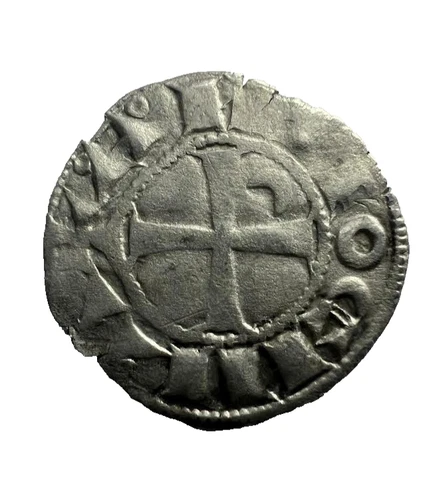 Medieval Crusader - Knight Templar Silver Denier Coin - Bohemond III (1163-1201)