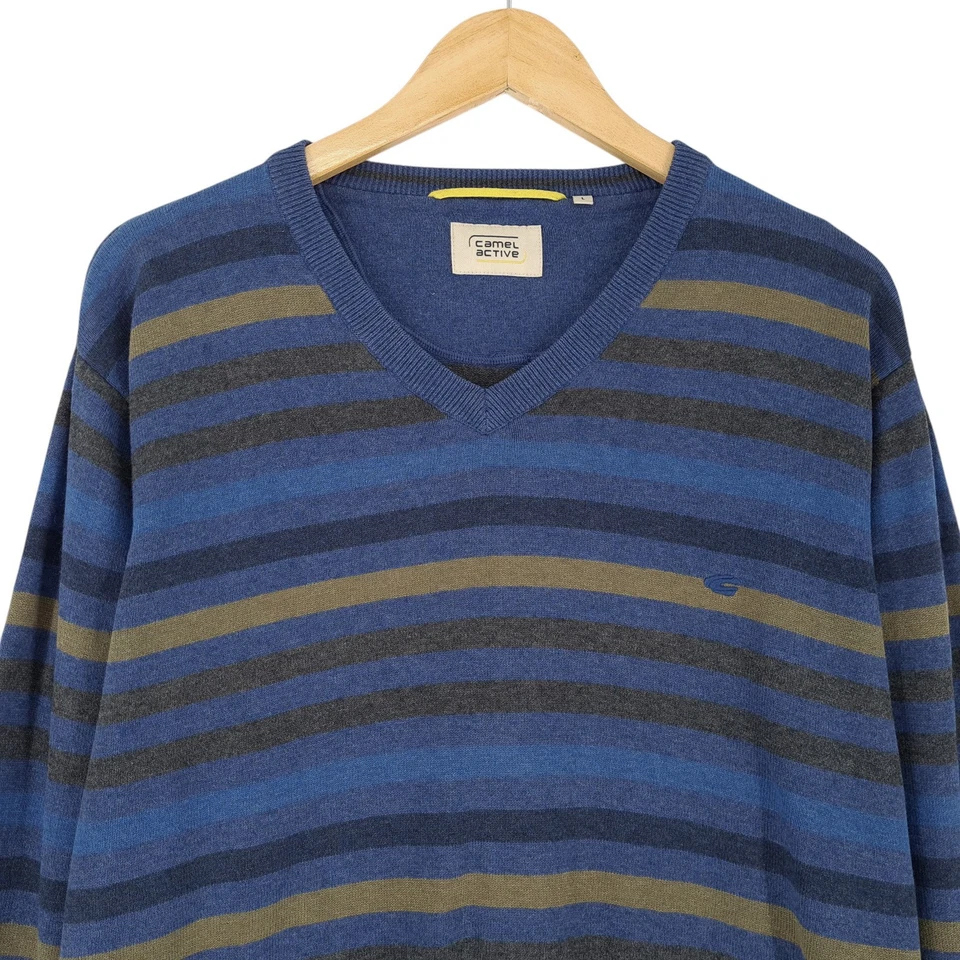 Camel Active Jumper Sweater Men Striped Wool Cotton Tf8 Size L - Image 2 of 4