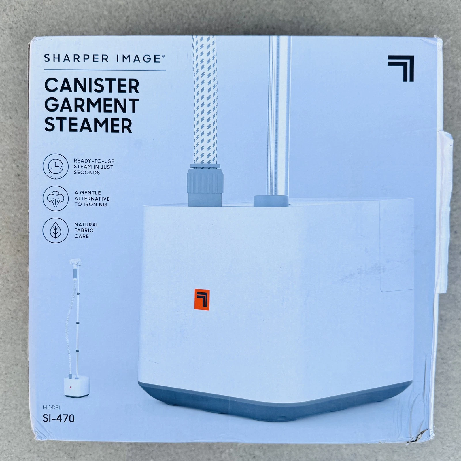 Sharper Image Canister Garment Steamer SI-470 White Telescopic Pole Hanger