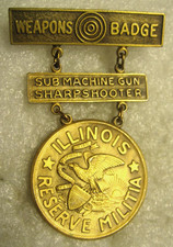 Insigne Illinois réserve milice arme insigne, sous mitrailleuse tireur d'élite, ww1