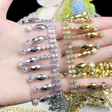 9m Tassel Shiny Plastic Rhinestone Trim Chain Sew DIY Crafts Clothing Chic Gold