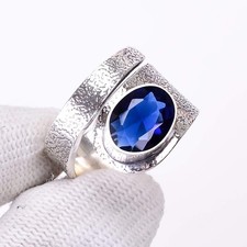 Blue Sapphire Gemstone 925 Sterling Silver Ring, Christmas Gift, Women's Ring