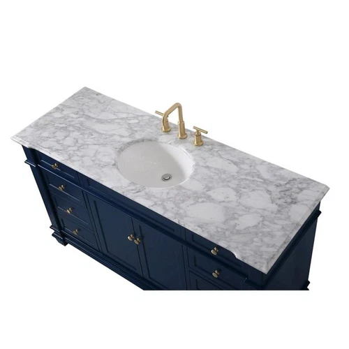 Elegant Decor Wesley 60" Solid Wood MDF Steel Single Bathroom Vanity Set in Blue - Picture 5 of 5
