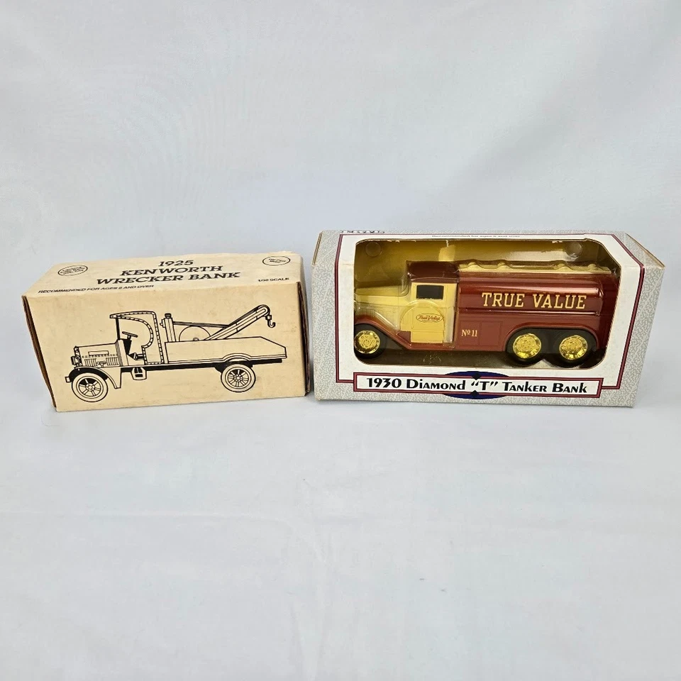 ERTL 1930 Diamond "T" Tanker Bank & Kenworth Wrecker Bank Die Cast Metal (2) Foto 4 de 4