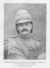 Capt EAGAR of Northumberland Fusiliers Killed at Kaffir's Kop Antique Print 1899