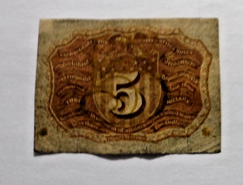 1863-67 5c Fractional Currency Note - 2d Issue - FR 1232 - Image 2 of 2