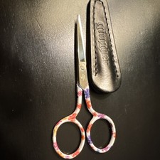Gingher 3  EVELYN Embroidery Scissors Floral Design Straight Tip with Sheath