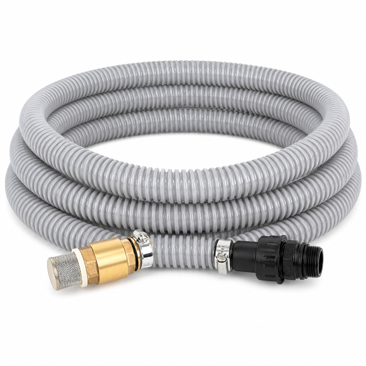 23FT x 1in Suction Hose Kit w/ Check Valve Brass Fittings for Water Pump