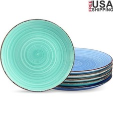 Ceramic Dinner Plates Set Stackable Microwave Oven Safe Durable Colorful Design