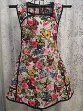 HANDMADE BIB APRON  ROSES AND BUTTERFLIES