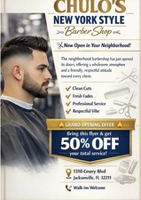 Chulo's New York Style Barber Shop Interior Wall Mounted Frame Sign Red Gold