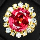 24K Gold 925 Sterling Silver Rings Graceful Pink Padparadscha Sapphire 9.70Ct
