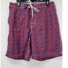 Trunk Mens Boardshorts Size Large Red Blue All Over Print Swim Trunks Surf Beach
