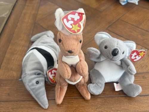 Vtg Lot Of 9 Zoo Animal Beanie Babies With Both Tags