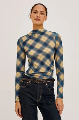 RAILS New Women's Joelle Top Navy Sage Plaid All Sizes Ships Free (MSRP $168+)
