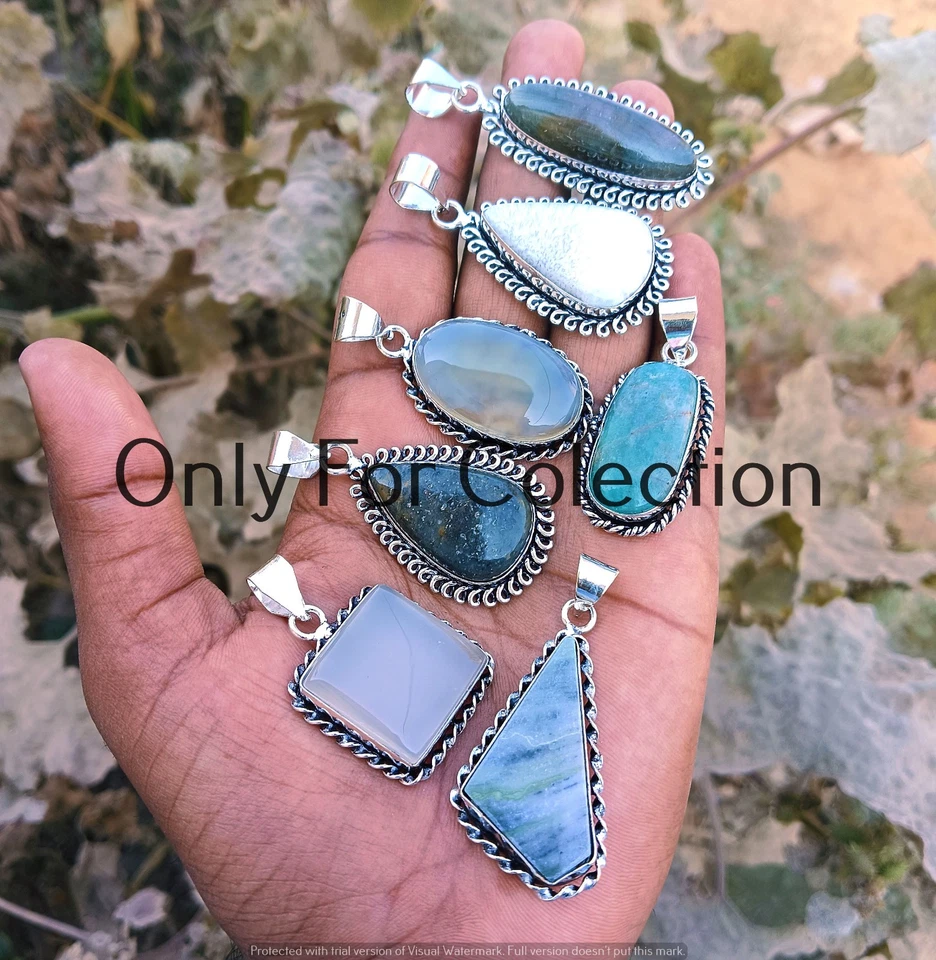 925 Sterling Silver Plated Labradorite & Mix Gemstone Pendant Lot Hippie Jewelry - Image 2 of 3