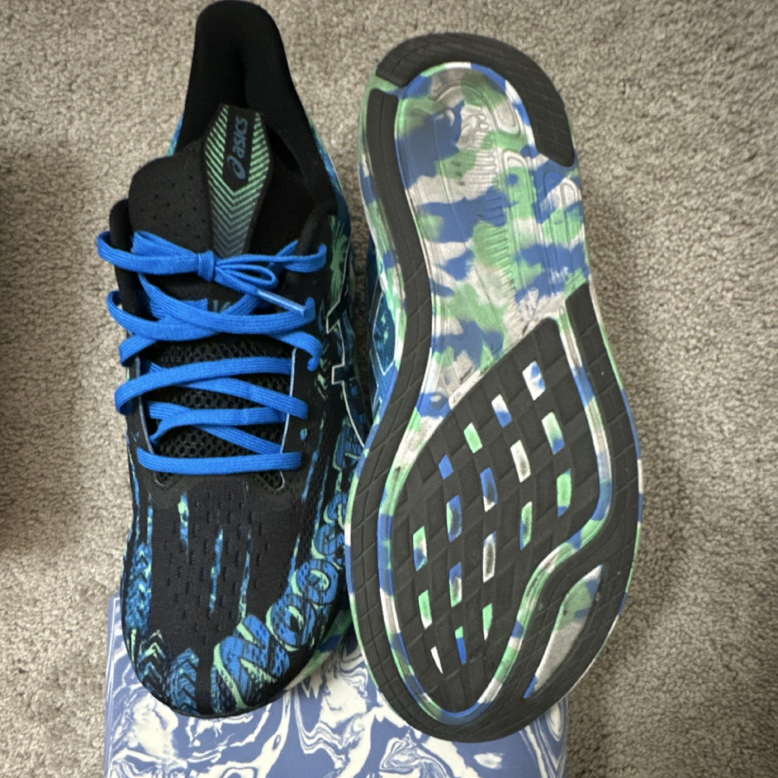 ASICS Noosa Tri 14 Men's Running Shoes Black Blue Green Mesh Lace Up Size11 image 9