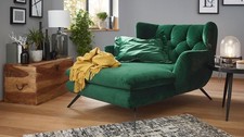 Longseat Sixty Chaiselongue Sofa Relaxliege Stoff Velour smaragd grün 126x160 cm