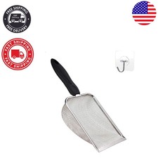 Versatile Litter Scoop with Long Handle for Cats  Reptiles - Stainless Steel