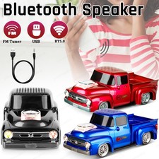 Retro Truck Bluetooth Speaker with LED Lights Dual 2" Bass FM Radio USB AUX TWS