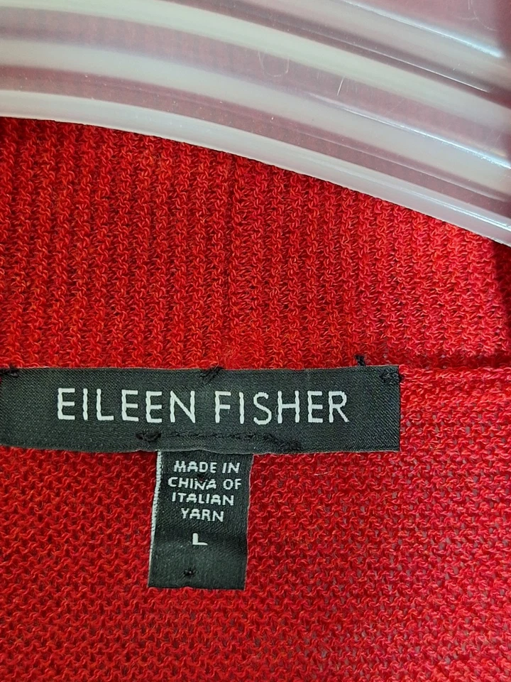 Cárdigan de lana ligero Eileen Fisher talla grande rojo frente abierto lana lavable Foto 3 de 4