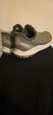Merrell Antora 3 Thermo Moc Womens 6.5 Olive Green Quilted Fleece Vibram J067784