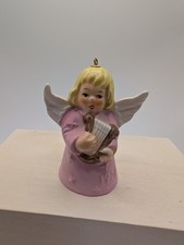  VTG GOEBEL Pink Angel with Harp Bell 1978 Christmas Tree Ornament 3  