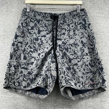 Patagonia Board Shorts Men Size 31 Black Gray Floral Drawstrings Lined Beach