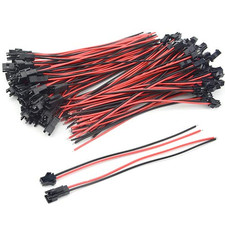 100PCS 50Pair JST SM 2PIN 24AWG Female and Male Connection Plug with Red Black T