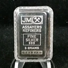 Vintage Johnson Matthey JM 5 Grams .999 Fine Silver Bar Original Plastic #7403