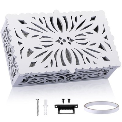 Wooden Doorbell Chime Cover Box Only, Decorative White Doorbell Cover for Wal...