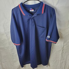 Majestic Shirt Men's 2X Blue MLB Polo Mesh USA Made Red Trim Baseball Vintage