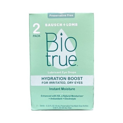 Biotrue Hydration Boost Eye Drops For Irritation, Dry Eyes - 2-Pack, Exp: 10/26