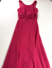 David s Bridal Size 2 Fuchsia Chiffon Bridesmaid Prom Dress Satin Sash Formal
